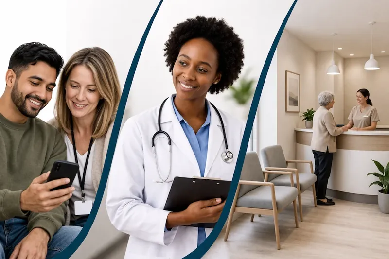 A person and a healthcare professional using a Know Me health passport